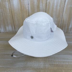 Athleta Sun Bucket Hat Wide-Brim White Size M w/ Adjustable Chin Strap